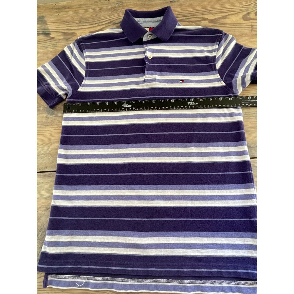 Tommy Hilfiger Polo Shirt Mens S Purple Stripe Shirt Sleeve 90s Preppy - Picture 5 of 7